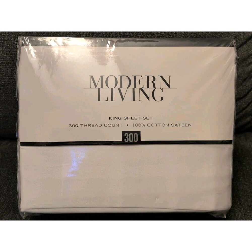 Modern Living Solid 300-Thread Count King Sheet Set True White